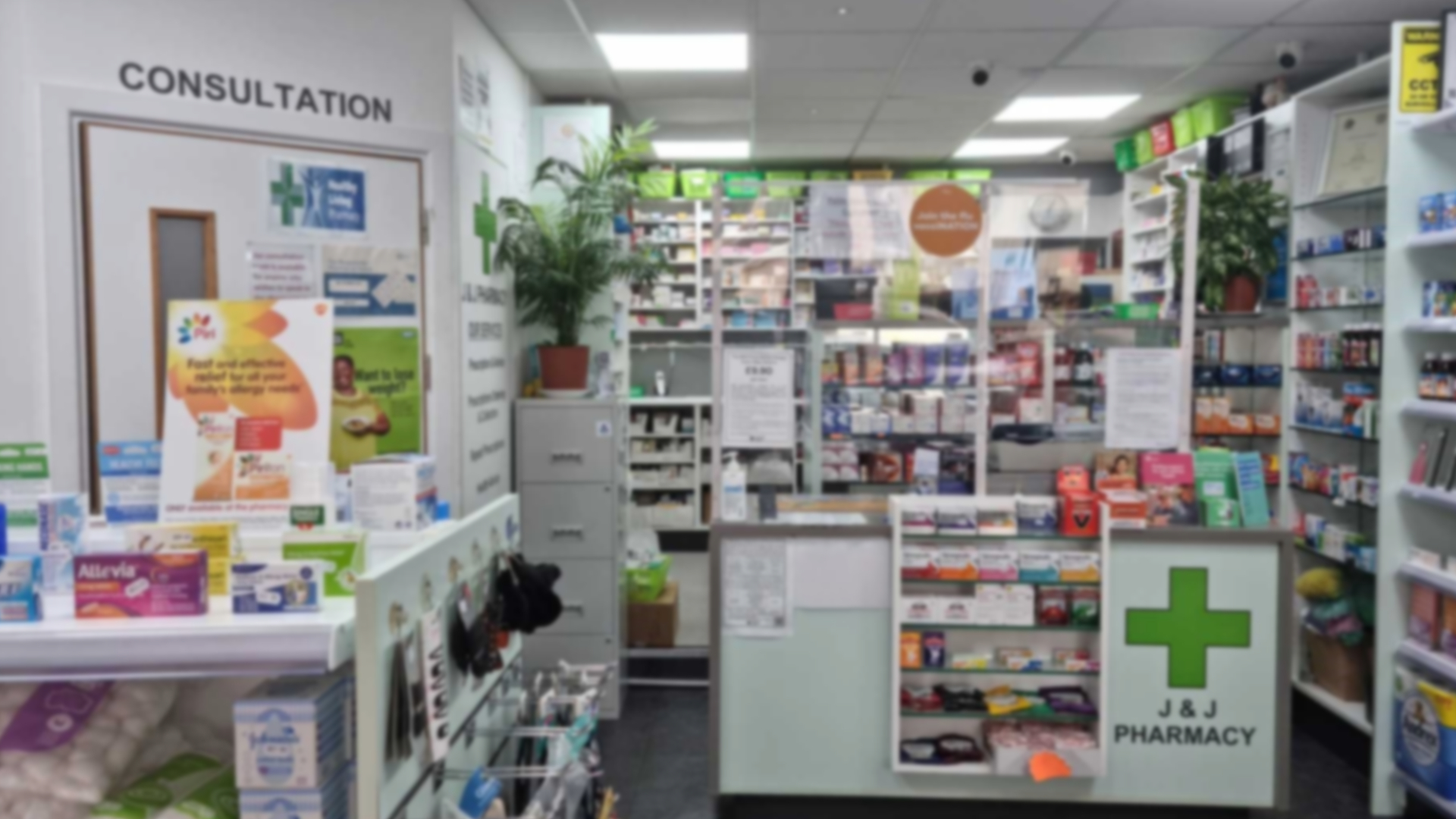 Consultation room and counter inside SN Plus Pharmacy